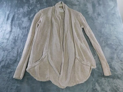 Suéter Anthropologie Mujer Pequeño Frente Abierto Cárdigan Lino Boho Bolsillos Costero Foto 1 de 4
