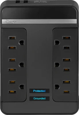 Rocketfish- 6 Outlet/2 USB Swivel Wall Tap 2100 Joules Surge Protector - Black - Image 1 of 4
