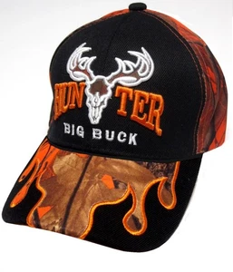 Big Buck Hunter schwarz & orange Tarnmuster Flammen Jagd Mütze Kappe Erwachsene Herren (Stil 2) - Bild 1 von 2