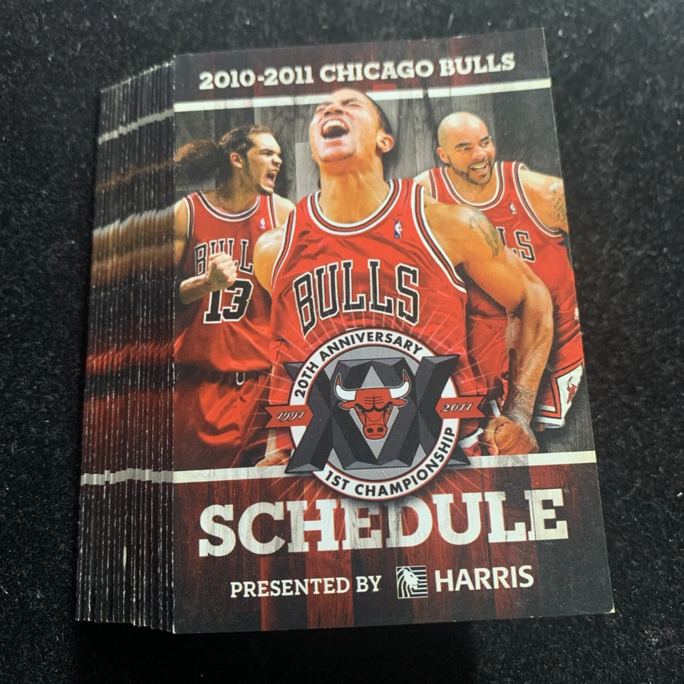 2010-2011 Chicago Bulls Pocket Schedule Lot of (19) - Derrick Rose On Front MVP - Image 1 of 4