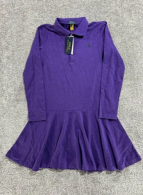Polo Ralph Lauren Dress Girls Large Purple Cotton Blouson New - Image 1 of 4