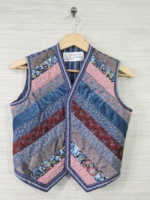 Chaleco Vicki Lynn Bardon Patchwork Para Mujer’s S Boho Cottagecore Acolchado Floral Foto 1 de 4