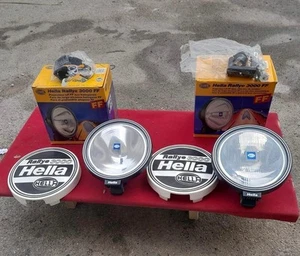 FOG LIGHTS HELLA RALLYE 3000 FF H1 LAMP (MAIN+PASSING) coppia fendinebbia NOS! - Imagen 1 de 6