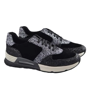 Sneakers bassa donna glitterata stringata ginnico vera pelle fondo ginnico comfo - Foto 1 di 4