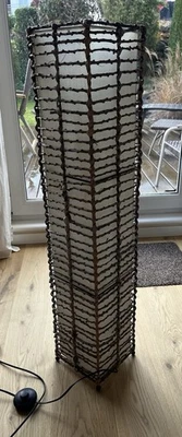 Stehlampe Stehleuchte Bodenleuchte Natur Rattan mit Stoff  ca. 1 m Höhe  2 x E14 - Bild 1 von 4