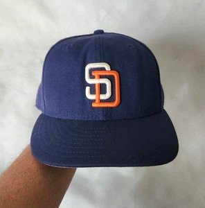 New Era Vintage 90s San Diego Padres Navy White Orange Diamond Collection 7 1/8 - Picture 1 of 9