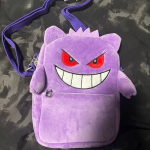 Pokemon Gengar Plush Bag Stuffed Pouch Pochette Shoulder Bag Purple Japan New - Picture 1 of 2