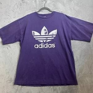 VTG 90s Adidas Shirt Mens XL Purple Trefoil Single Stitch Back Hit USA Trashed - Picture 1 of 19