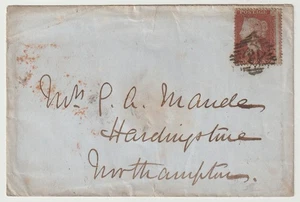 1855 LONDON TO NORTHAMPTON 1d STAR ENV ORANGE SOUTH E Ry MAIL GUARD HANDSTAMP - Picture 1 of 3