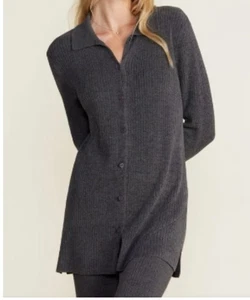 Cardigan Barefoot Dreams Cozychic ultra leggero a costine con bottoni taglia M - Foto 1 di 12