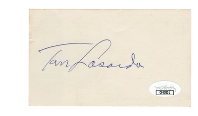 Tommy Tom Lasorda Signed Autographed 3X5 Index Card Dodgers HOFer JSA CF45801 - Image 1 of 2