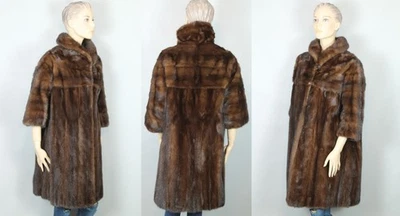 Vtg Sable Brown Genuine Mink Fur Knee-Length Stroller Coat S/M - Image 1 of 4