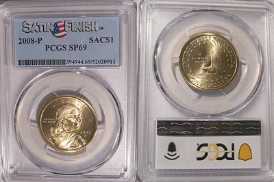 2008 P Sacagawea Dollar $1 PCGS SP69 Satin Finish - Image 1 of 2