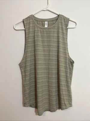 Camiseta sin mangas Athleta M gris/verde y crema a rayas mangas entrenamiento gimnasio atlético Foto 1 de 4