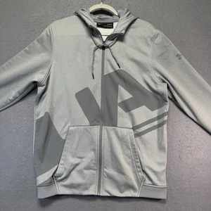 Under Armour Felpa con Cappuccio Adulto Grande Grigio Felpa Coldgear Foderata in Pile Tasche - Foto 1 di 12