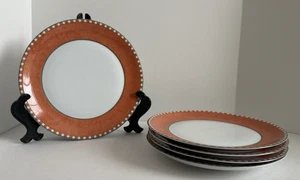 Set 5 Villeroy Boch 10.5" LIMA SWITCH 2 Dinner Plates Porcelain Orange Check - Picture 1 of 12