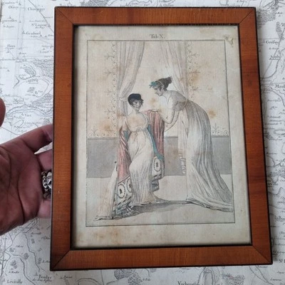Gravure de Mode 1801 Merveilleuses Encadrée Fashion ETCHING 19thC - Photo 1/4