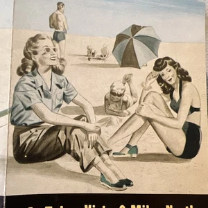 1940 Lake Tahoe Kalifornien Faltprospekt Karte Beesley’s Cottages Mädchen Strand - Bild 1 von 16