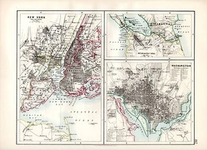 1904 MAP ~ NEW YORK & ENVIRONS ~ WASHINGTON ~ NICARAGUA CANAL - Picture 1 of 1