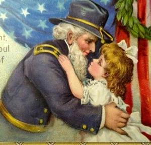 Decoración Día Guerra Civil Soldado EE. UU. General Abrazos Niño Postal Ser 150 Gabriel - Imagen 1 de 5