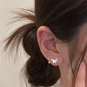 Süße Doppel Schmetterling Ohrringe Tier Piercing Schraube Kugel Ohrstecker - Bild 1 von 5
