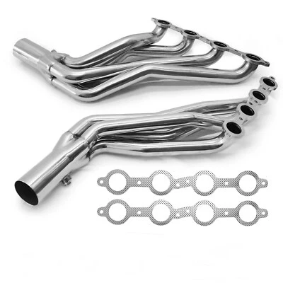 Cabezales de tubo largo de acero inoxidable para 07-14 Chevy GMC 4,8 L 5,3 L 6,0 L con juntas Foto 1 de 2