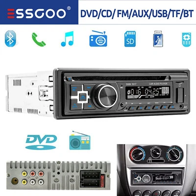 Car Stereo Radio CD DVD MP3 Player Bluetooth Hands Free AUX USB FM Single 1 DIN - Image 1 of 4