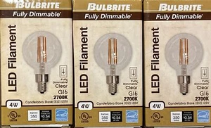 Pack of 3 Bulbrite 861428 Dimmable G16 Edison Candelabra Bulb (E12) LED Fixture - Picture 1 of 4