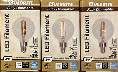 Pack of 3 Bulbrite 861428 Dimmable G16 Edison Candelabra Bulb (E12) LED Fixture - Image 1 of 4