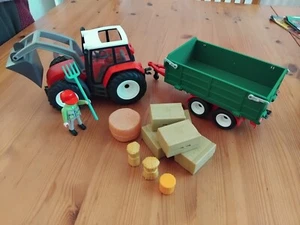 PLAYMOBIL 4496 Roter Traktor mit Anhänger Bauer und Heu - Bild 1 von 8