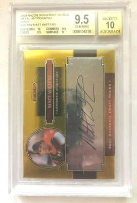 MATT WIETERS 2008 RAZOR SIGNATURE GOLD BGS 9.5 GEM MINT ST. LOUIS CARDINALS - Image 1 of 3