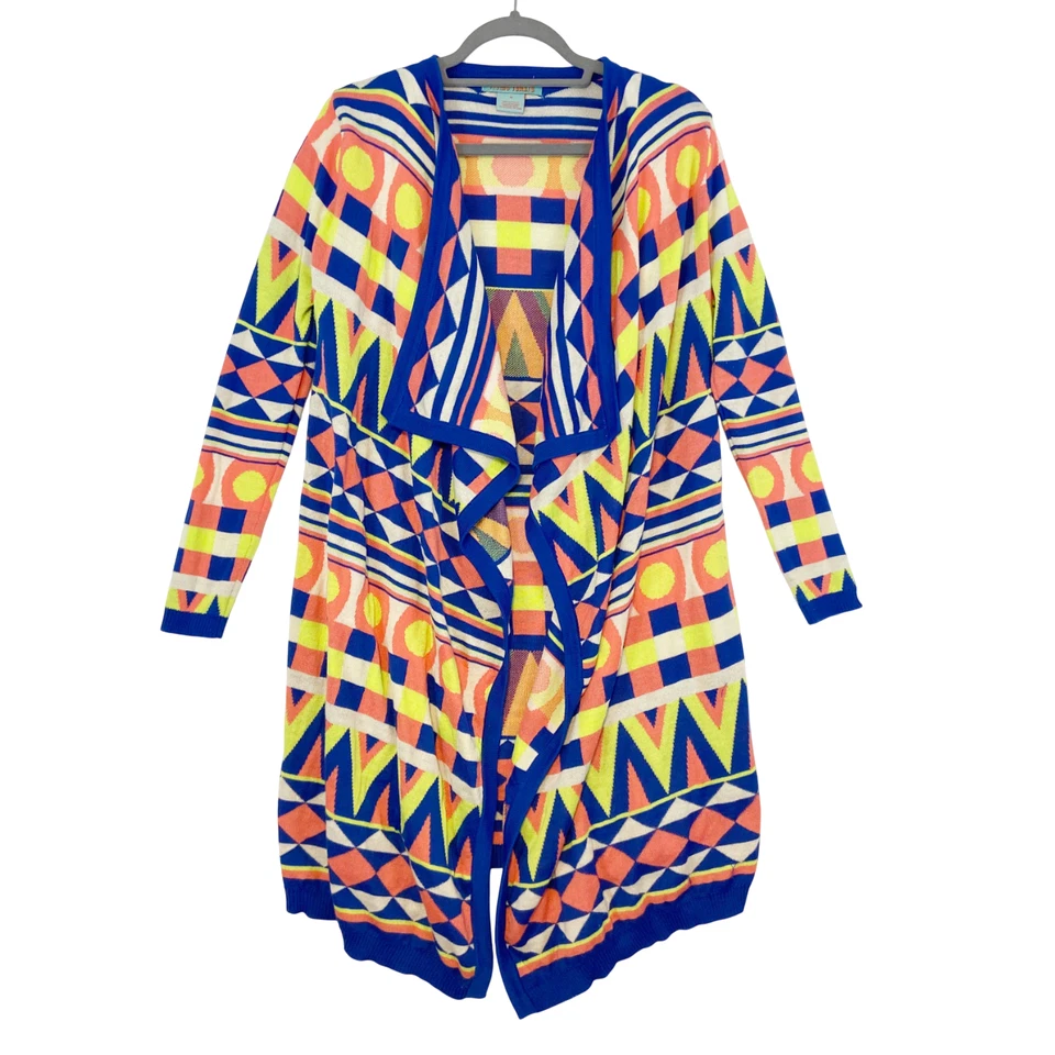 Cardigã Feminino Flying Tomato Médio Multicolorido Neon Colorido Asteca Frente Aberta - Imagem 1 de 4