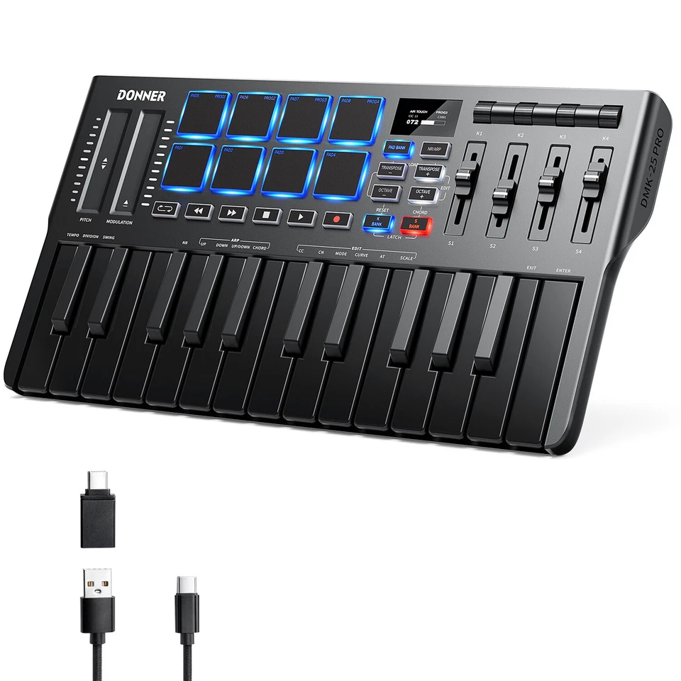 🎹Donner MIDI USB-C Keyboard Controller 25 Keys, OLED Screen & Drum Touch Bar🎧 - Image 1 of 4