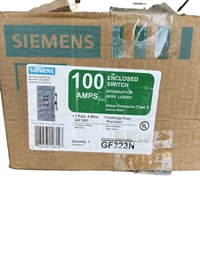 GF323N Siemens 100 Amp 240V 3P 4W Fusible Indoor Disconnect Switch New - Picture 1 of 2
