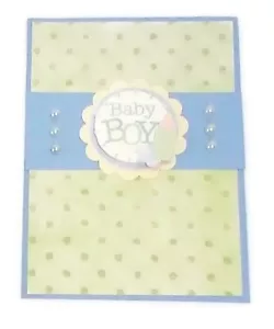 BABY BOY Greeting Card - With Pearls - Handmade A2 with Envelope SALE - Picture 1 of 2