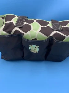 Baby Boom Messenger Diaper Bag Nursery Maternity Brown/Green Giraffe ￼Pockets - Picture 1 of 8