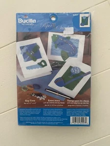 Bucilla GUY TIME Paper Stitch Felt Card Kit #84927 Set Of 3 5”x6.5” Vintage NEW - Picture 1 of 4