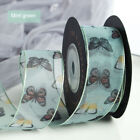 Animal Butterfly Printing Sheer Organza Ribbon - Width 2.5cm x 10 Yards Reel