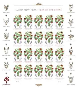 #5952 Lunar (Chinese) New Year of the Snake Forever 2025 Sheet of 20 sealed - Picture 1 of 1