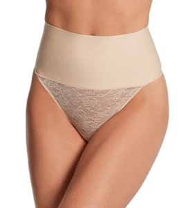 NWT Maidenform Tame Your Tummy Lace Thong Underwear Women’s Medium Beige DM0049 - Picture 1 of 2