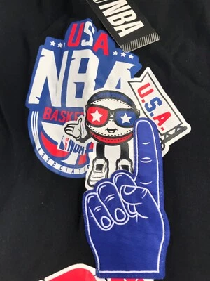 Pantalones Cortos Negros Extra Grandes NBA EE. UU. Rojo, Blanco, Azul Bordado Logo, Cordón Dibujado, XL Foto 1 de 4