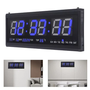 Große LED Digital Wanduhr Seniorenuhr +Datum Temperatur Wohnzimmer Kalender Büro - Bild 1 von 24