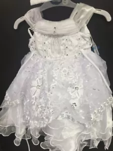 Baby Girls Christening Baptism Wedding Gown and Bonnet size S-M-L-XL-2T-3T-4T - Picture 1 of 3