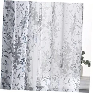 White Sheer Curtains 96 Inch Length, Rustic 50"W x 96"L (Pack of 2) Grey - Picture 1 of 7