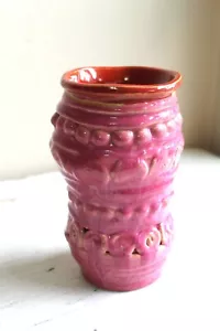 Jarrón grande de 7 pulgadas para escuela de arte bobina de cerámica construido a mano rosa óxido hecho por estudiantes - Imagen 1 de 7