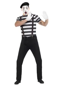 Adults Unisex Mime Artist Theatrical Costume 1920's French Actor Fancy Dress - Picture 1 of 1