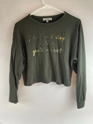 Top corto GAZE, para mujer talla M, verde, "Comienza cada día con un corazón agradecido" Foto 1 de 4