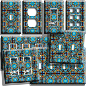 SOUTHWESTERN TALAVERA TILE STYLE LIGHT SWITCH OUTLET WALL PLATE HD ROOM FOLK ART - Picture 1 of 34