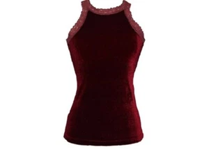 MAD MAC V126L VELVET LONG COLD SHOULDER TOP IN BURGANDY SIZE SMALL - Picture 1 of 3