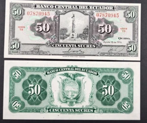 ECUADOR BANKNOTE 50 Sucres 10.08.1976 P-111 Series TS  UNC - Bild 1 von 9